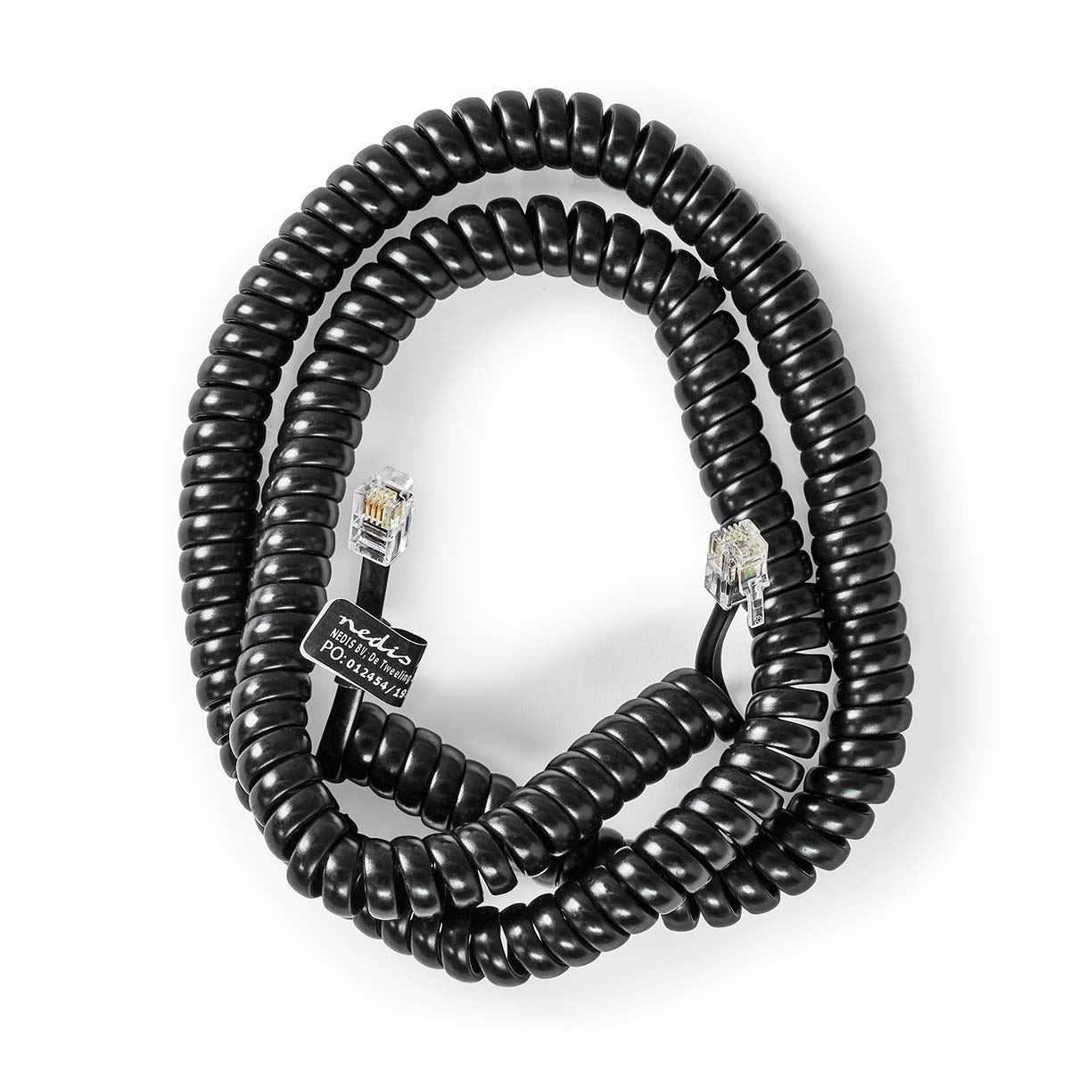 Nedis Telecom Cable | RJ10 Male | RJ10 Male | 5.00 m | Cable design: Coiled | Cable type: RJ10 | Black | Envelope