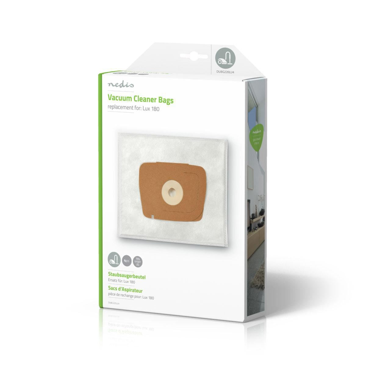 Nedis Vacuum Cleaner Bag | 4 pcs | Synthetic | Most sold for: Lux 180 | White