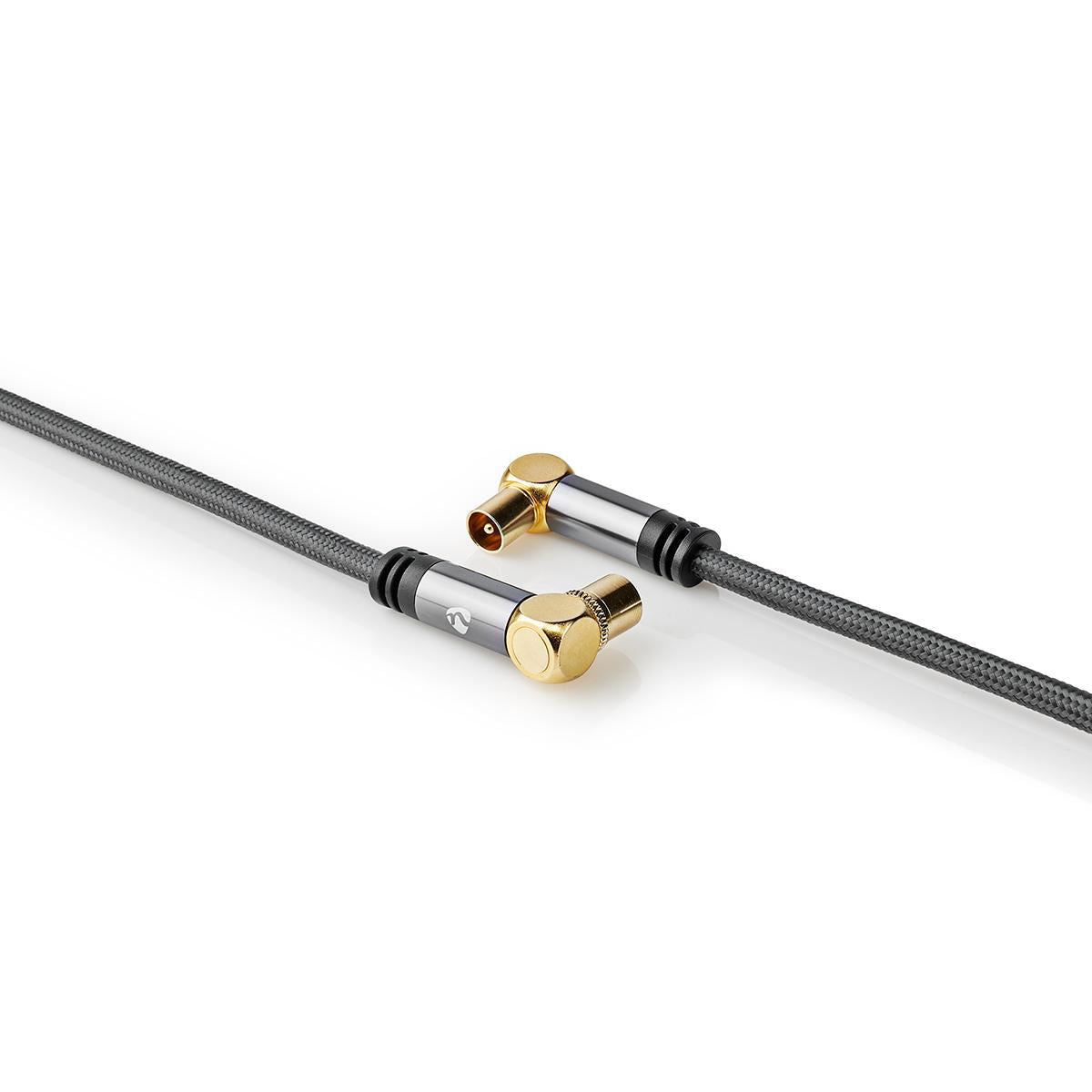 Nedis Coax Cable | IEC (Coax) Male | IEC (Coax) Female | Gold Plated | 75 Ohm | Quad Shielded | 5.00 m | Round | Cotton | Grey / Gun Metal Grey | Cover Window Box