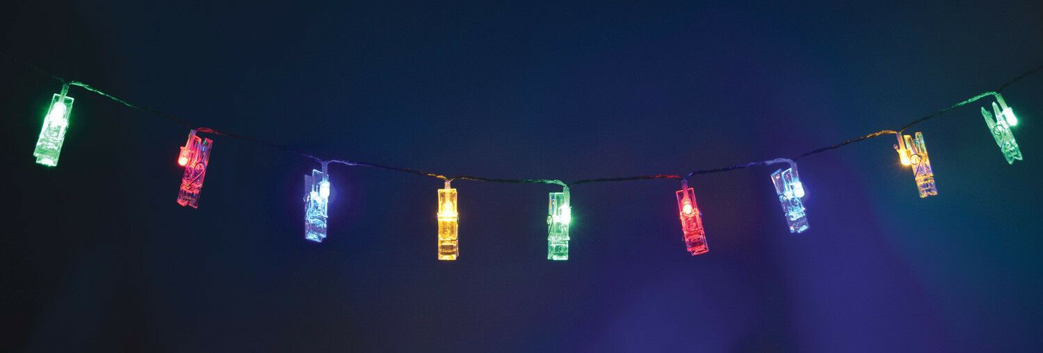 LED Battery Powered Photo Peg String Lights - Multicolour