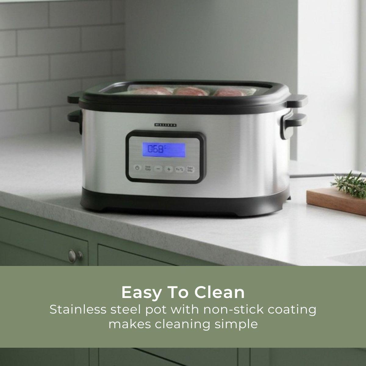 MELISSA Le-France Sous Vide 6L 520W, "French Under Vacuum Cooking" Cooker with LCD Timer, Healthier Juicery and Flavoursome, Stainless Steel / Black