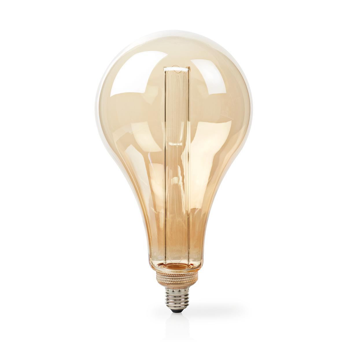 Nedis LED Filament Bulb E27, PS165 Retro Deco Amber Gold Glass, 4W, 1800K Extra Warm White, Dimmable, Replace 40W Incandescent