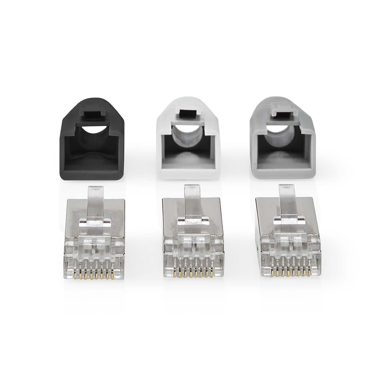Nedis RJ45 Connector | RJ45 Pass Through | Solid/Stranded FTP CAT6 | Straight | Gold Plated | 10 pcs | PVC | Black / Grey / White | Box