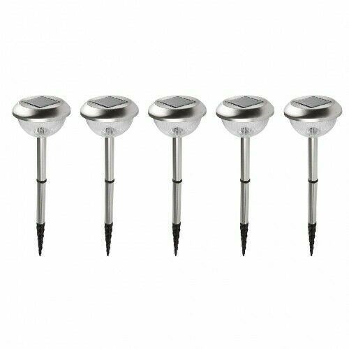 Ranex LED Solar Garden Lights with Pins IP44 Brushed Stainless Steel - 5 Pack