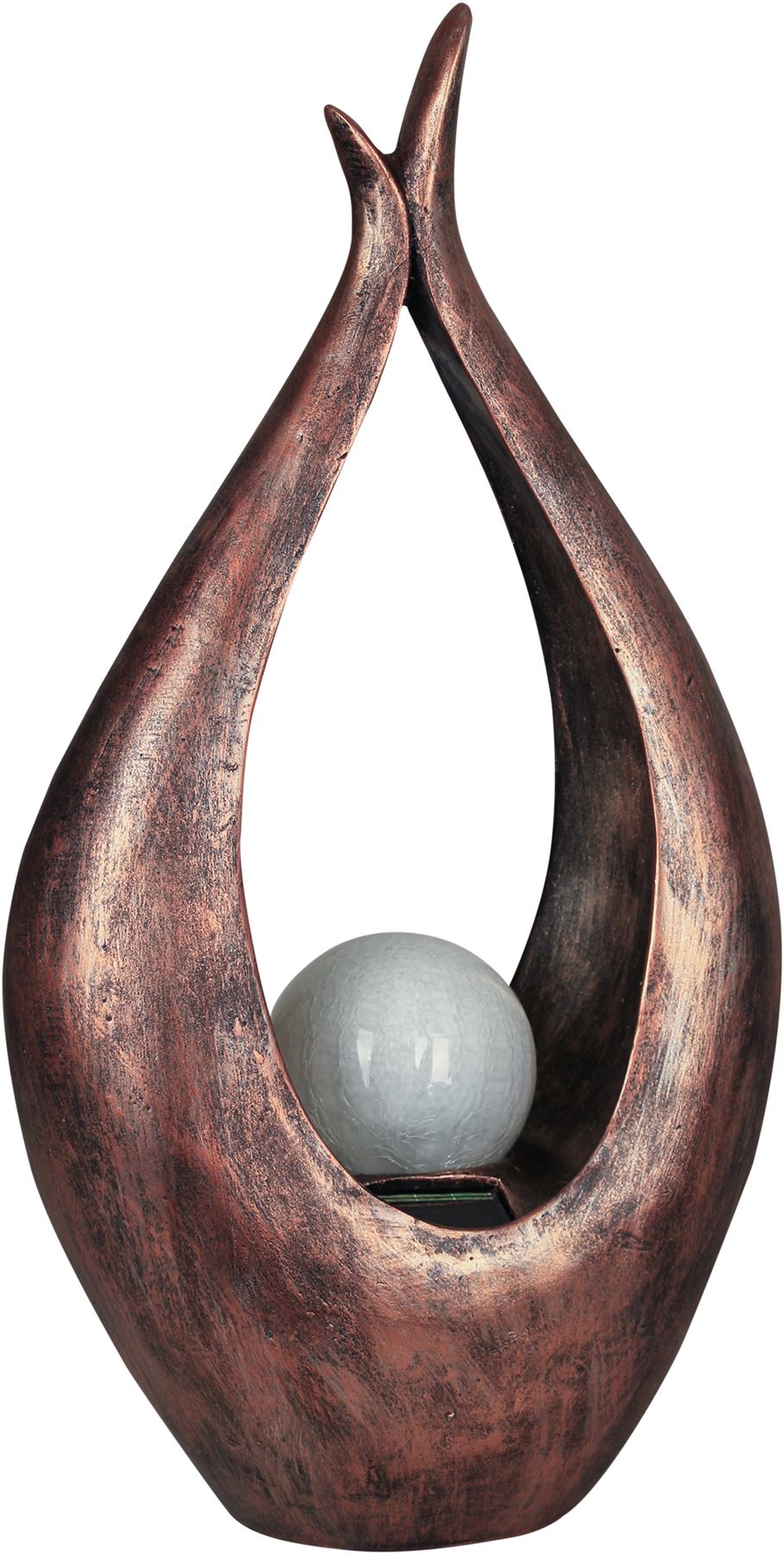 Solar Powered Zen Flame Effect LED Light Garden Ornament Antique Copper