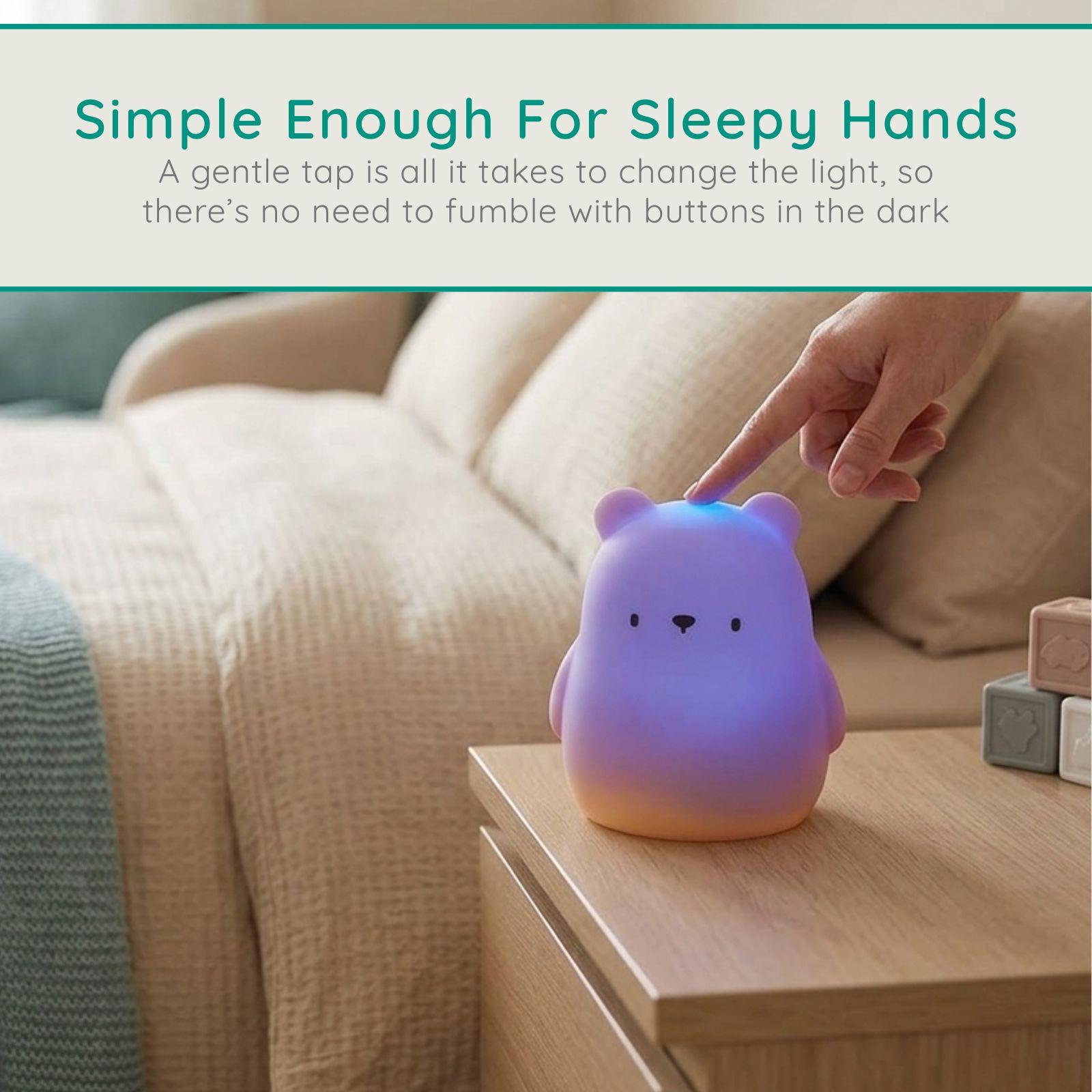 Alecto Bear Night Light for Kids, Baby Night Light for Nursery with RGB Colours & Modes, Rechargeable, Timer & Touch Control, Portable Light, BPA Free