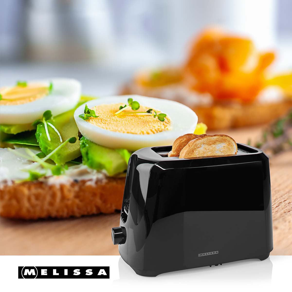MELISSA Compact 2 Slice Toaster with Adjustable Browning Control, 6 Toasting Levels, and Removable Crumb Tray, 700W