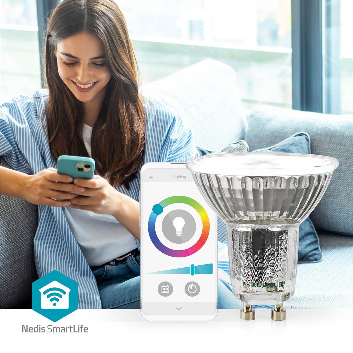 Nedis SmartLife LED Spot | Wi-Fi | GU10 | 345 lm | 5 W | RGB / Warm to Cool White | 2700 - 6500 K | Energy class: G | Android™ / IOS | PAR16 | 1 pcs