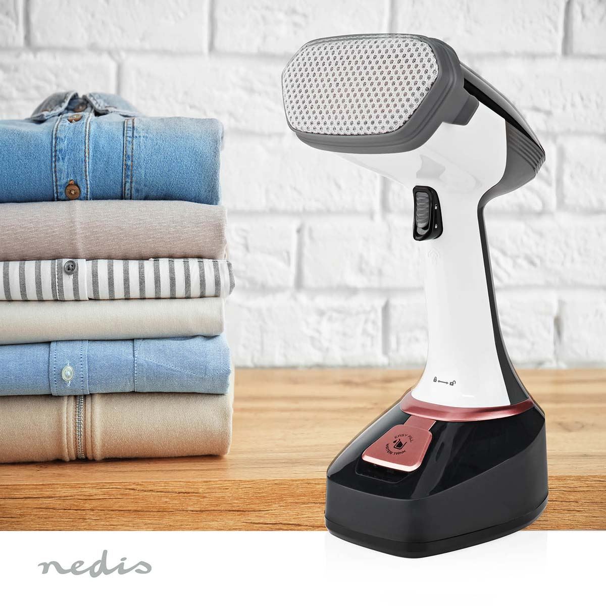 Nedis Garment Steamer, Handheld Clothes Steamer with 320 ml Tank, 1400 W, Vertical & Horizontal Use, Fast Heat-Up, 2-in-1 Brush Head