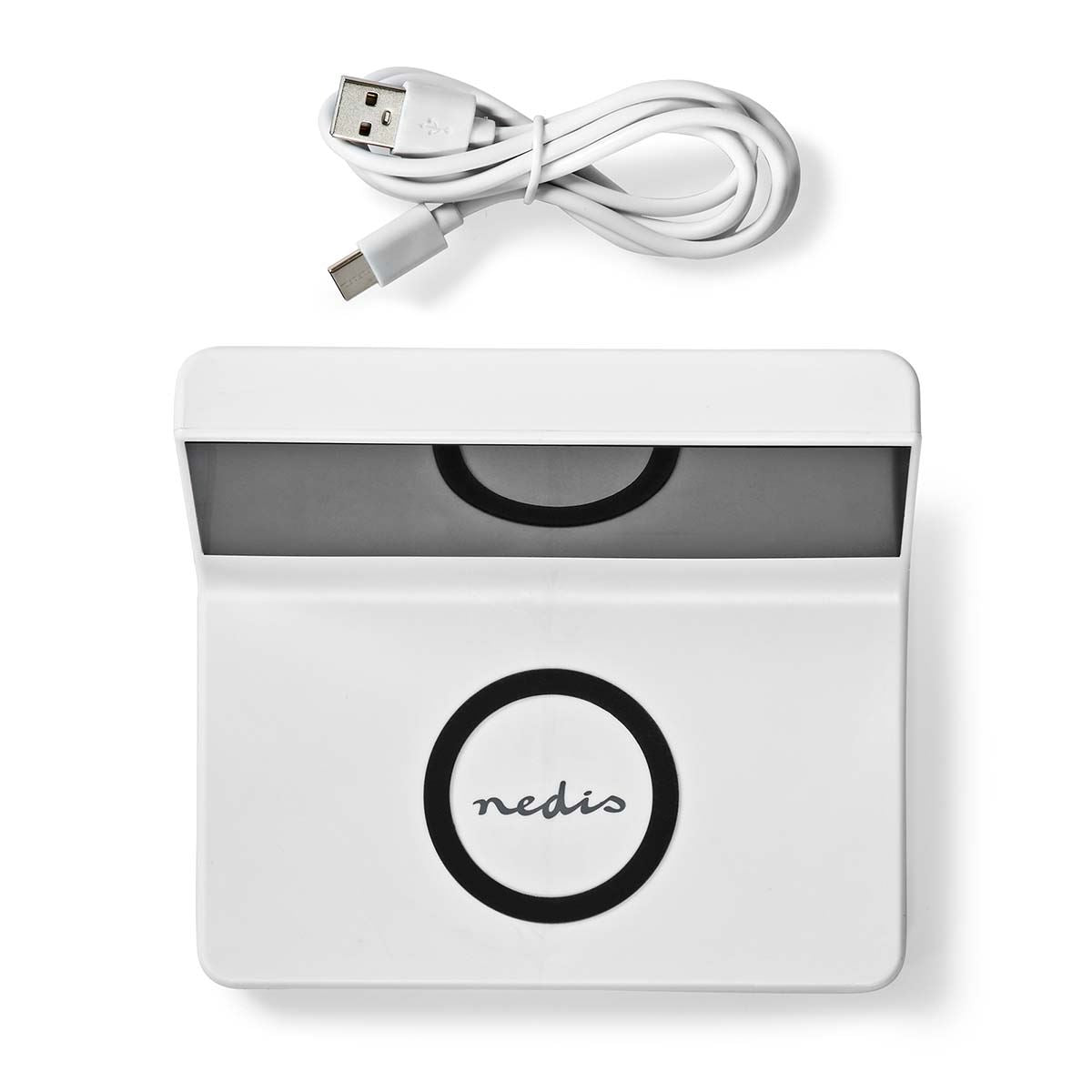 Nedis 3-in-1 Alarm Clock With Qi Wireless Charging, Led Clock, Dual Alarm, Snooze Function, USB Powered - White