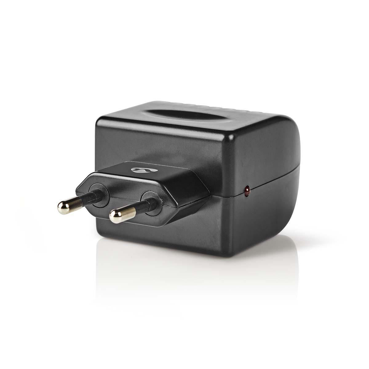 Nedis Power Socket Adapter | Type C (CEE 7/16) | 100 - 240 V AC 50/60 Hz | 12 V DC | 6 W | Mains Powered | 0.3 A | Black | Plastic