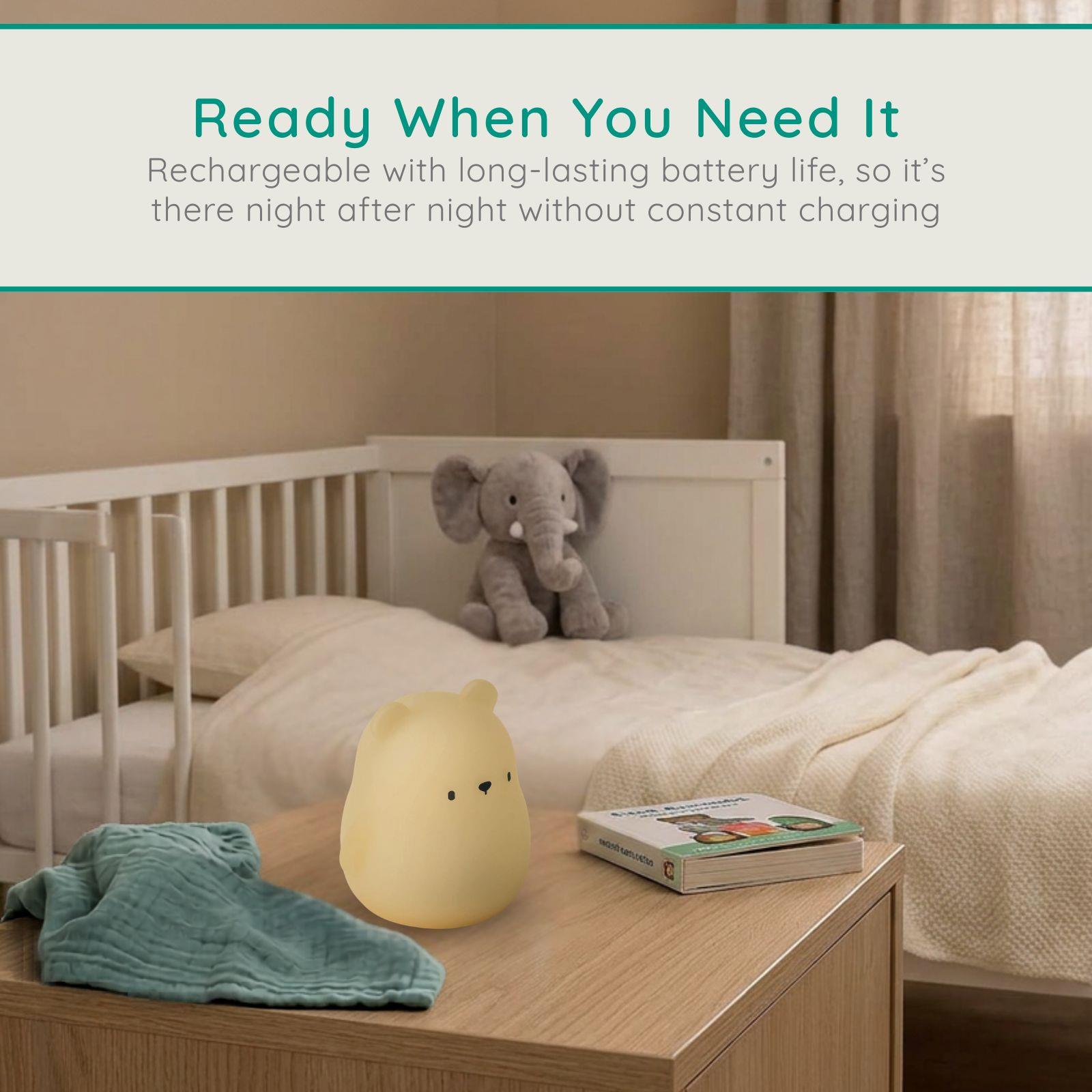 Alecto Bear Night Light for Kids, Baby Night Light for Nursery with RGB Colours & Modes, Rechargeable, Timer & Touch Control, Portable Light, BPA Free