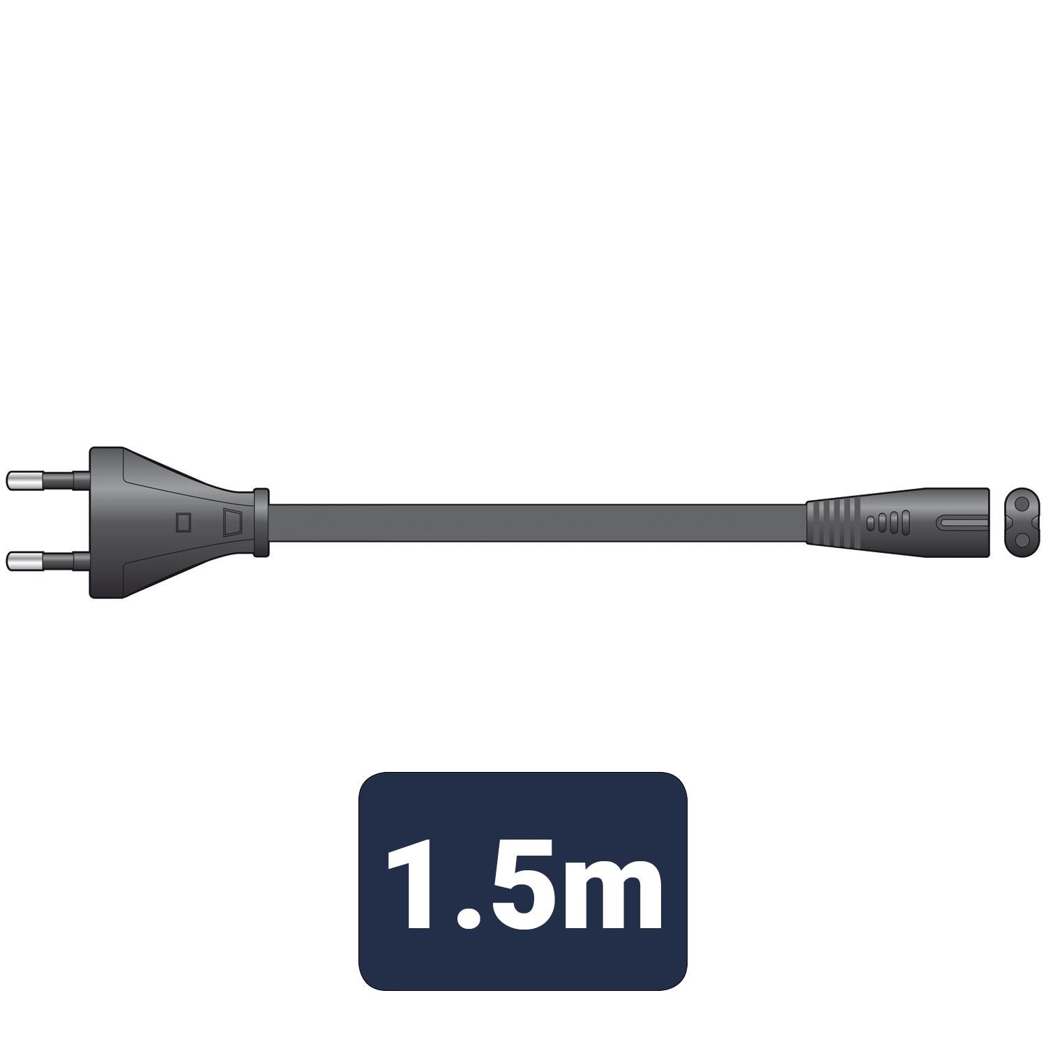 Mercury Power Cable | Euro Male | IEC-320-C7 | Straight | Straight | Nickel Plated | 5.00 m | Round | PVC | Black