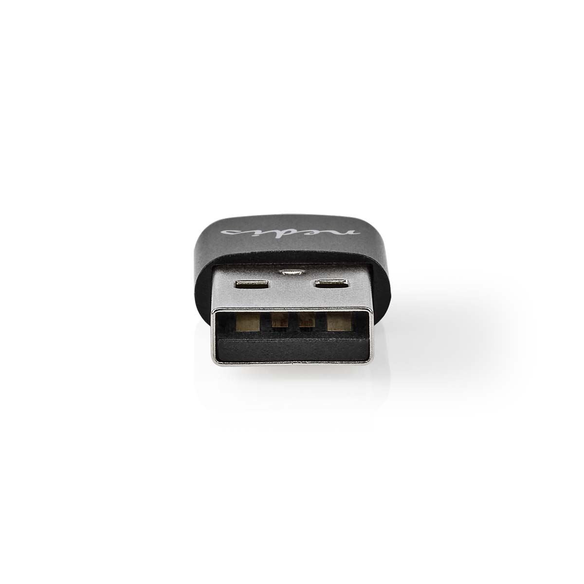 Nedis USB-A Adapter | USB 2.0 | USB-A Male | USB-C™ Female | 480 Mbps | Round | Nickel Plated | Black | Box