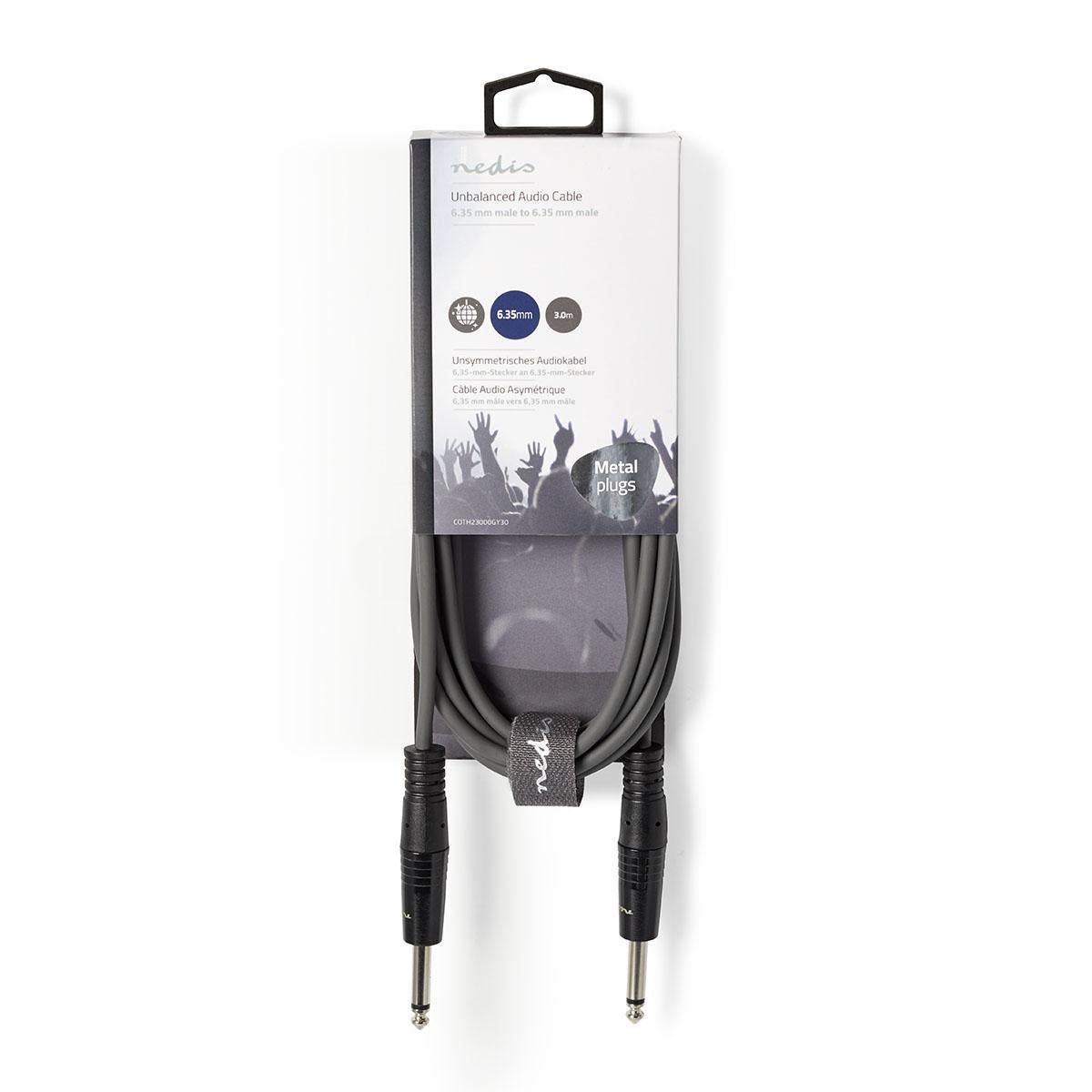 Nedis Stereo Audio Cable | 2x 6.35 mm Male | 3.5 mm Male | Nickel Plated | 5.00 m | Round | Dark Grey | Carton Sleeve