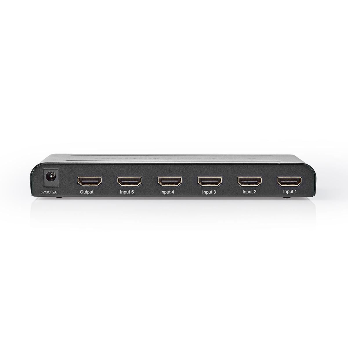 Nedis HDMI™ Switch | 5 port(s) | 5x HDMI™ Input | 1x HDMI™ Output | 4K@60Hz | 18 Gbps | Remote controlled | Metal | Anthracite
