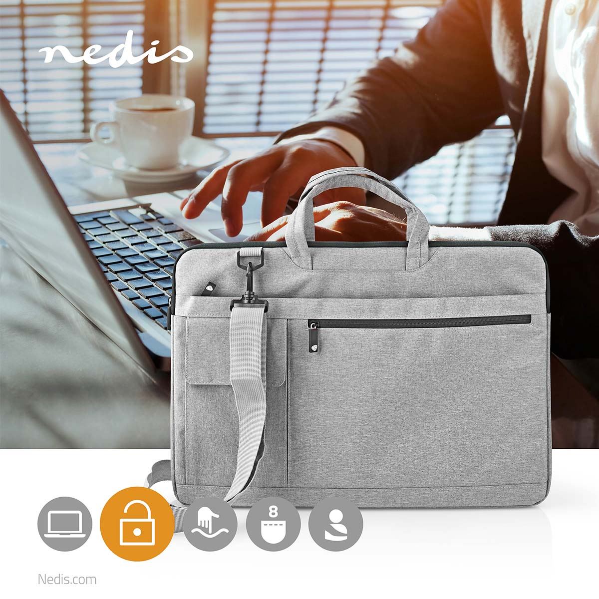 Nedis Notebook Bag | 17 - 18" | Wearing belt | 8 Compartments | 30 mm | 320 mm | 460 mm | Polyester