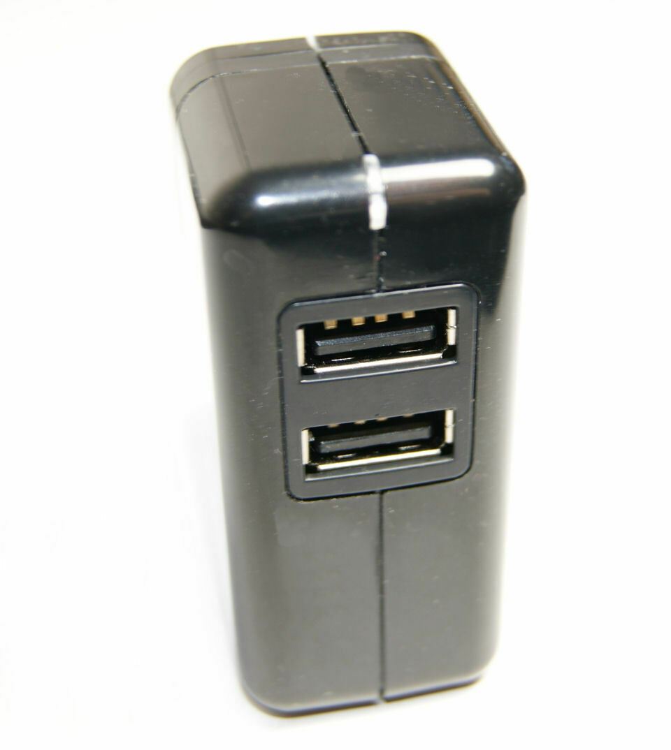Ex-Pro Travel USB Charger 2.1 A | Number of outputs: 1 | UK USA EU Adapters | 2 x USB-A | Black