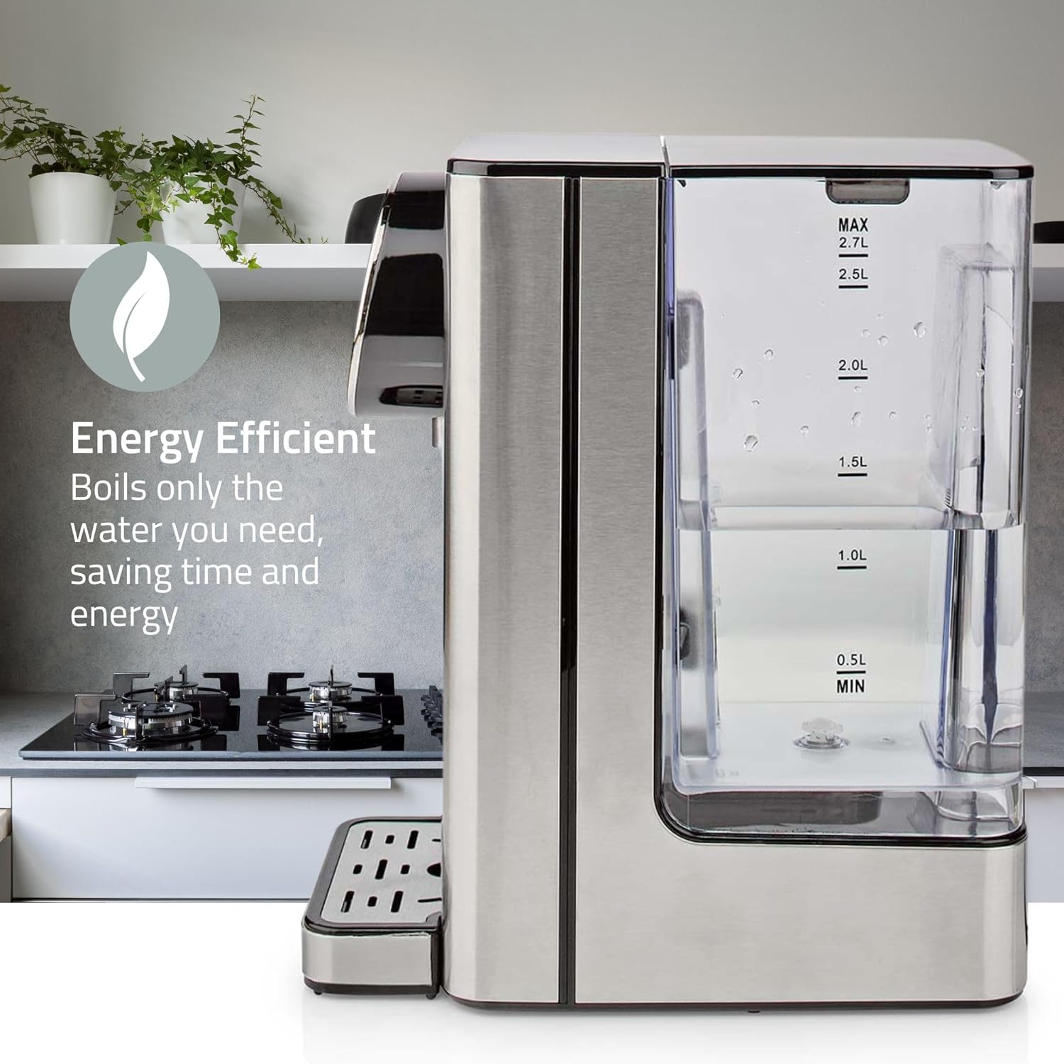 Nedis Instant Hot Water Dispenser, 2600W, 2.7L Tank with Fast Boil, Variable Dispense, Adjustable Temperature, Boil Dry & Overheat Protection