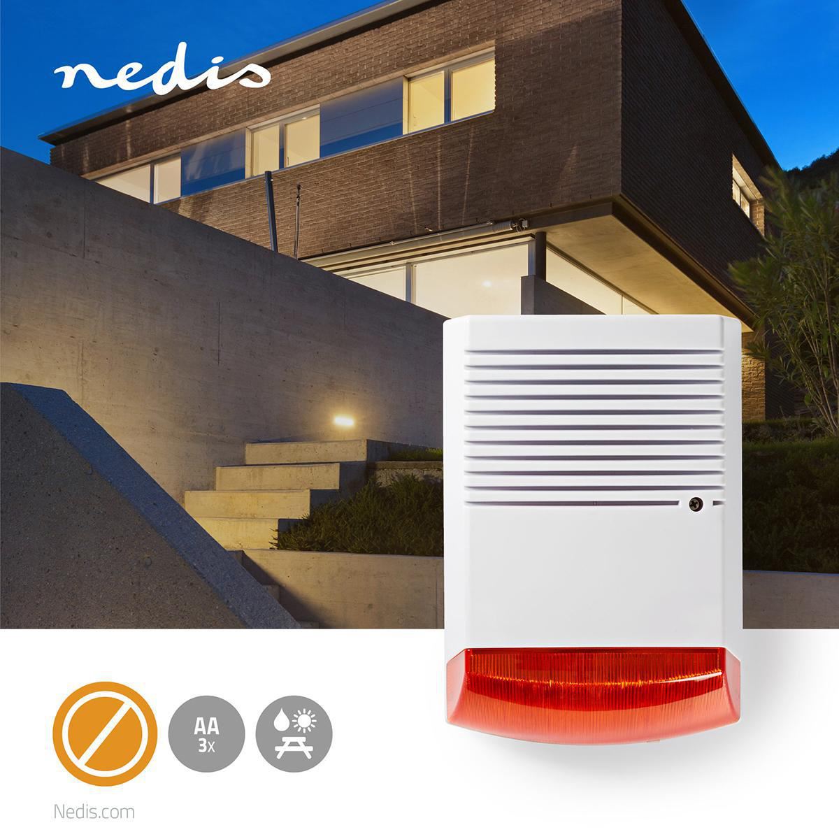 Nedis Home / Office Dummy Security Alarm Siren Box External | IP44 | White / Orange