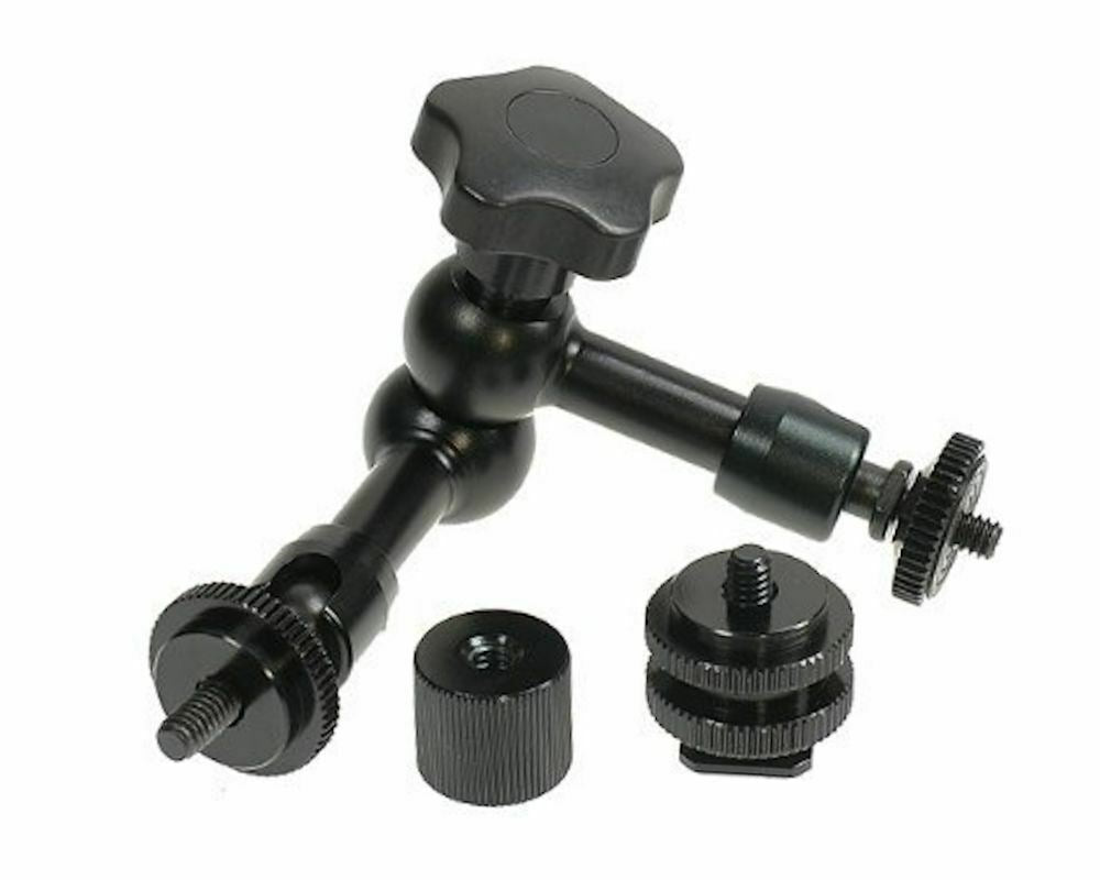 Ex-Pro 7" Magic Friction Articulating Arm with Hot Shoe Mount & Camera Mount for DSLR Camera - Black