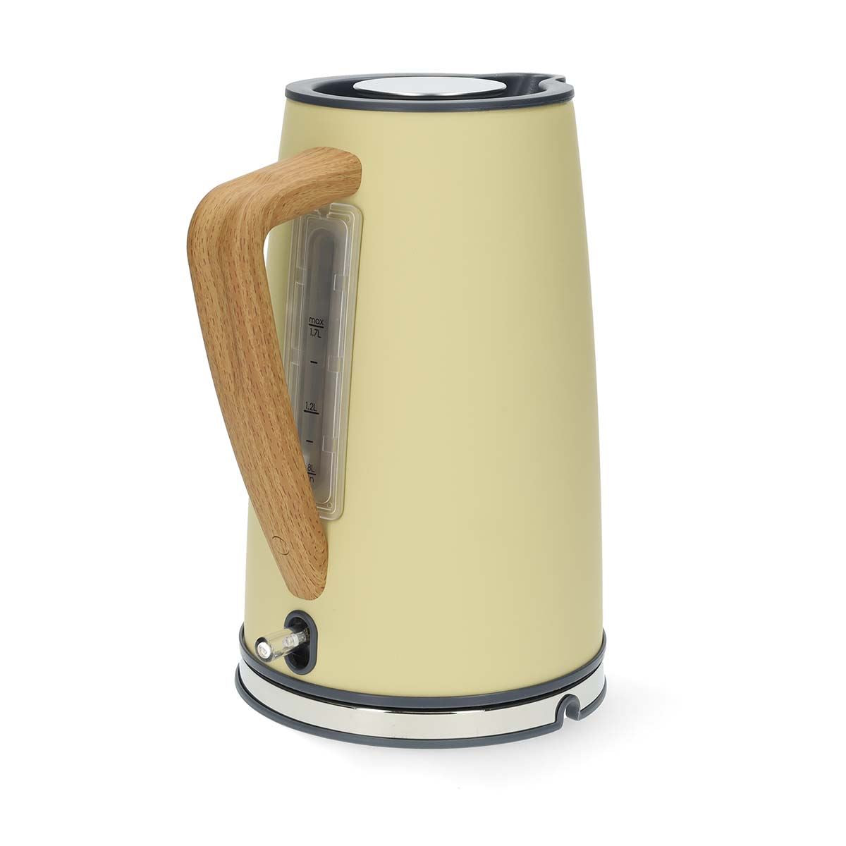 Nedis 1.7L Soft Touch Jug Kettle with Wood Effect Handle, Overheat Protection, Removeable Filter, 2.2KW - Yellow
