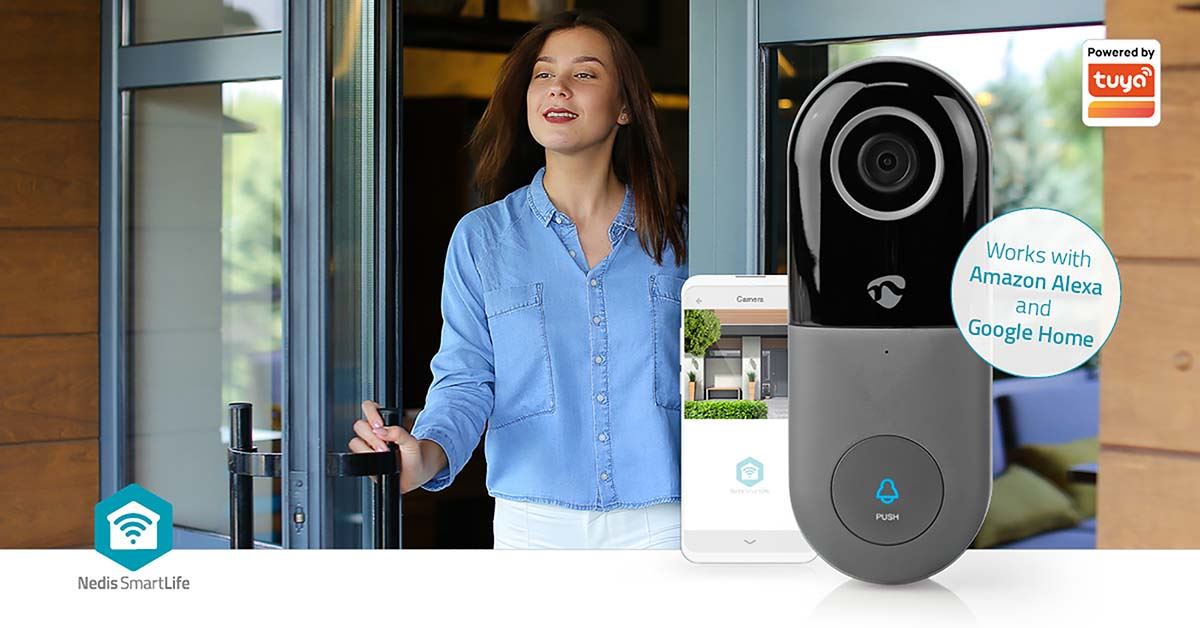 Nedis SmartLife Wireless Video Doorbell WiFi Two-Way Talk PIR Door Bell Security Camera with App Control