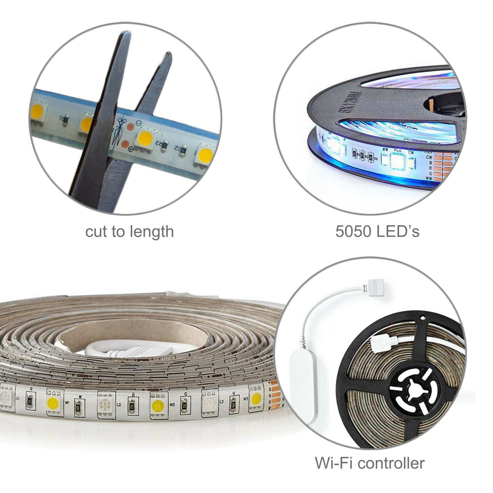 Nedis SmartLife LED Strip | Wi-Fi | Cool White / RGB / Warm White | SMD | 5.00 m | IP44 | 2700 - 6500 K | 960 lm | Android™ / IOS