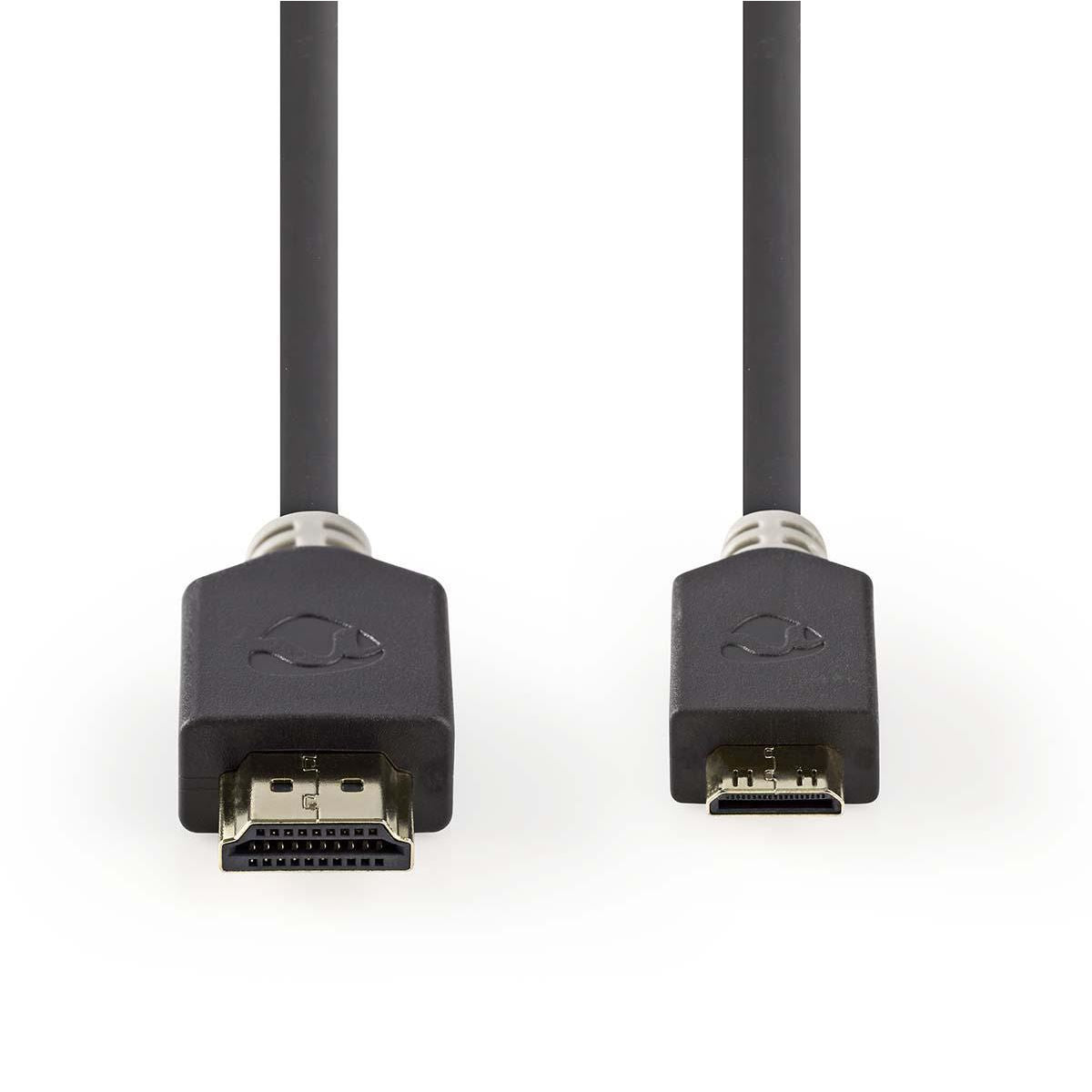 Nedis High Speed HDMI™ Cable with Ethernet | HDMI™ Connector | HDMI™ Mini Connector | 4K@60Hz | 18 Gbps | 2.00 m | Round | PVC | Anthracite | Window Box