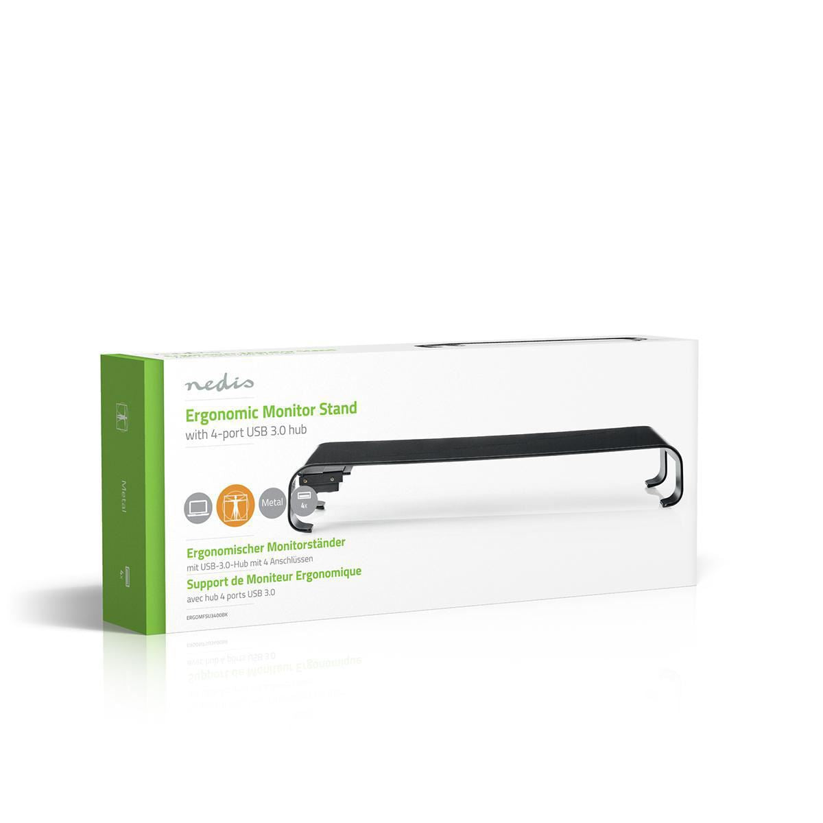 Nedis Monitor Stand | Ergonomics: Yes | Maximum carrying capacity: 18 kg | Universal | USB hub | Adjustable height: No