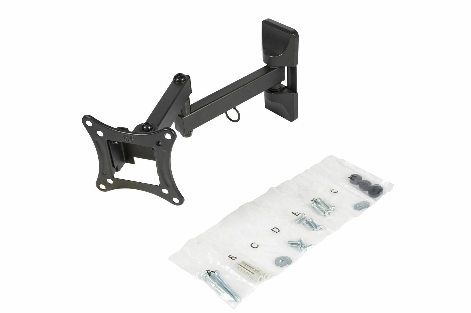 Nedis Full Motion TV Wall Mount | 13 - 27 " | Maximum supported screen weight: 15 kg | Tiltable | Rotatable | Minimum wall distance: 60 mm | Maximum wall distance: 350 mm | 3 Pivot point(s) | ABS / Steel | Black