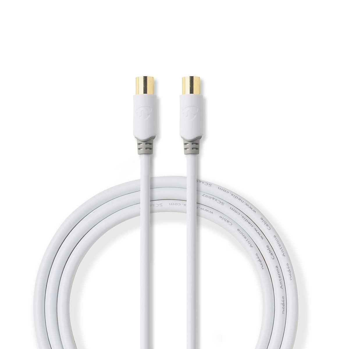 Nedis Coax Cable | IEC (Coax) Male | IEC (Coax) Female | Gold Plated | 100 dB | 75 Ohm | Double Shielded | 3.00 m | Round | PVC | White | Box