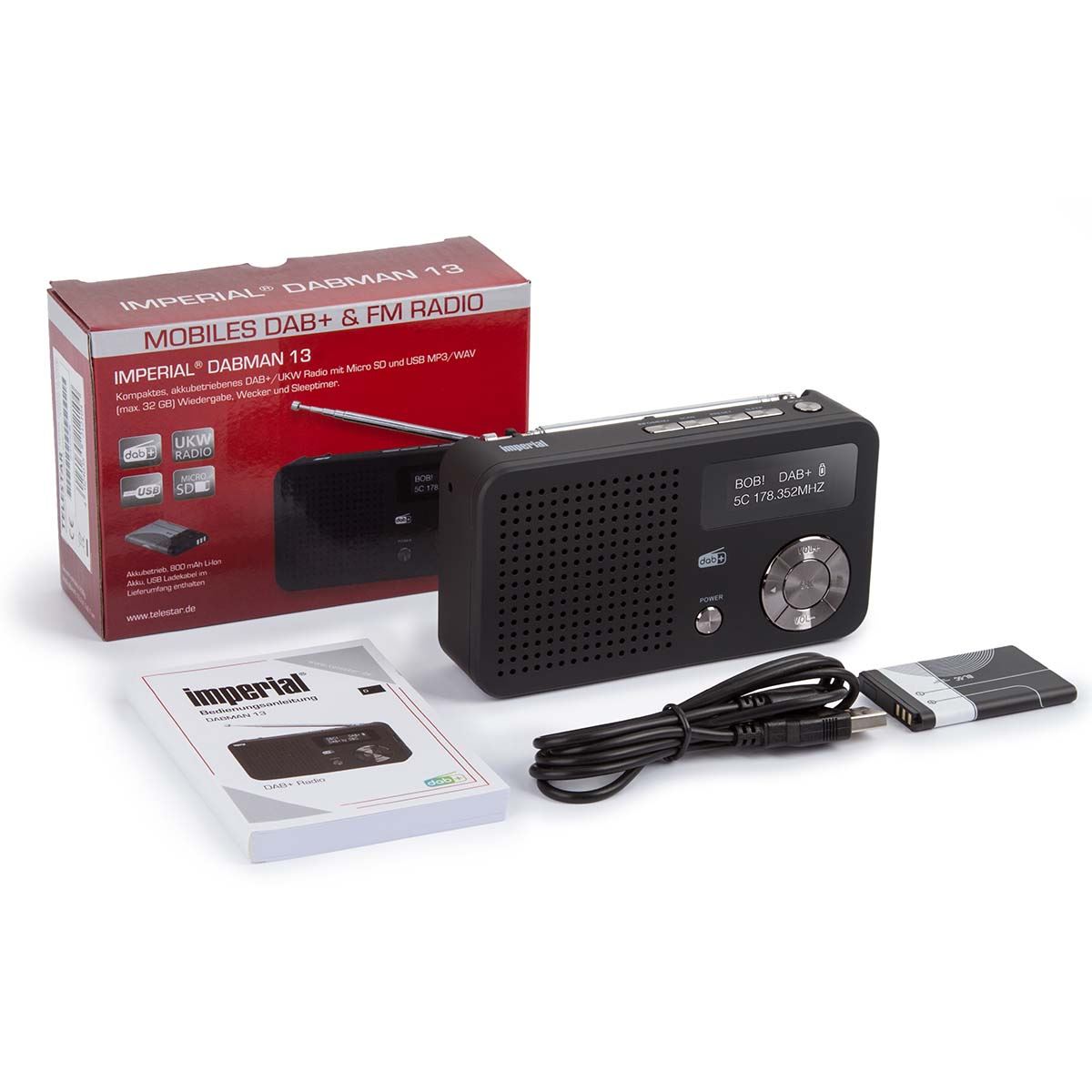 Imperial IMPERIAL DABMAN 13 Portable DAB+ / FM Radio Black