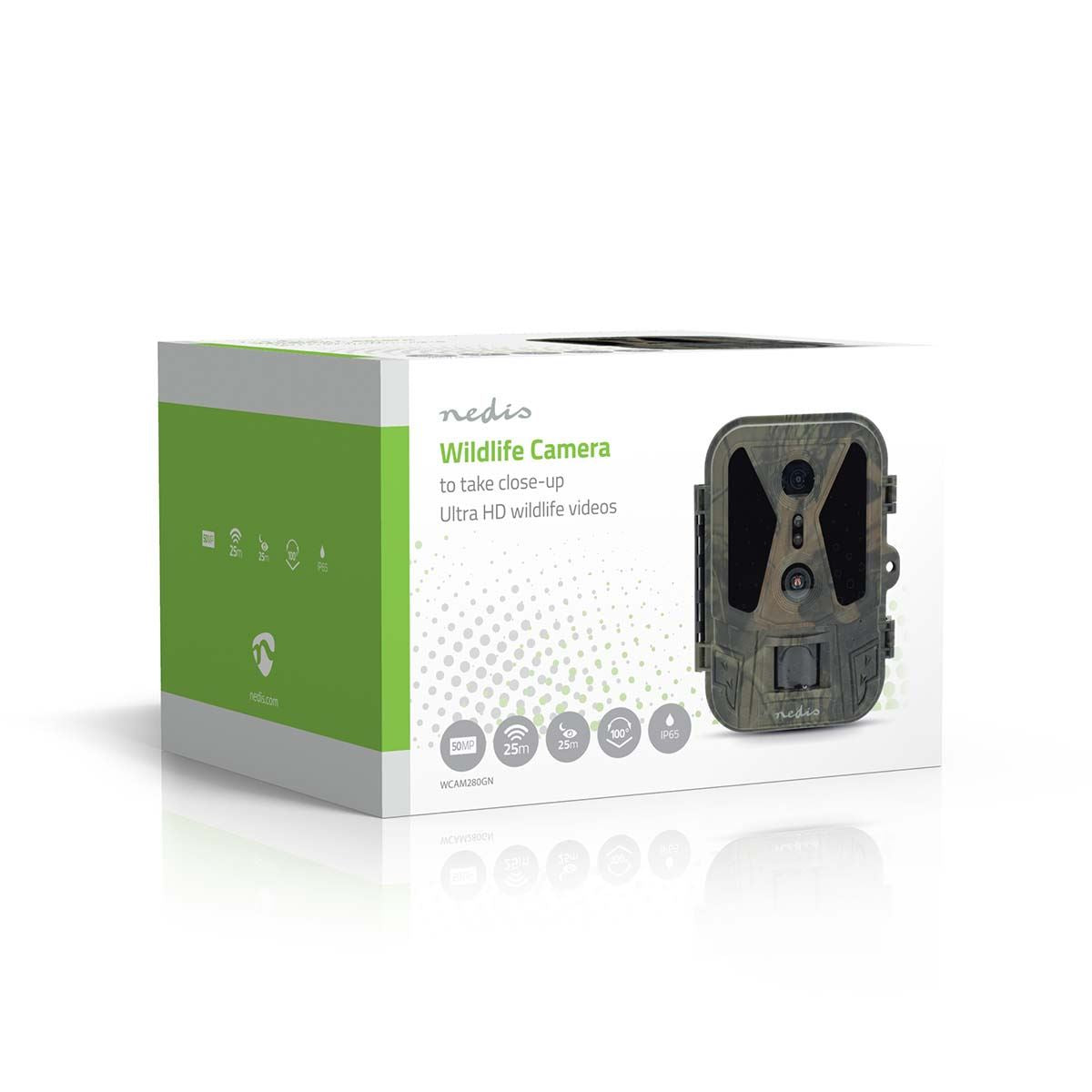 Nedis Wildlife Camera 4K Trail Camera 50MP 120 Degree with Time Lapse 25m Black LED Night Vision Motion Activated Hunting Camera IP65 Waterproof 0.2s Trigger Time for Wildlife Monitoring