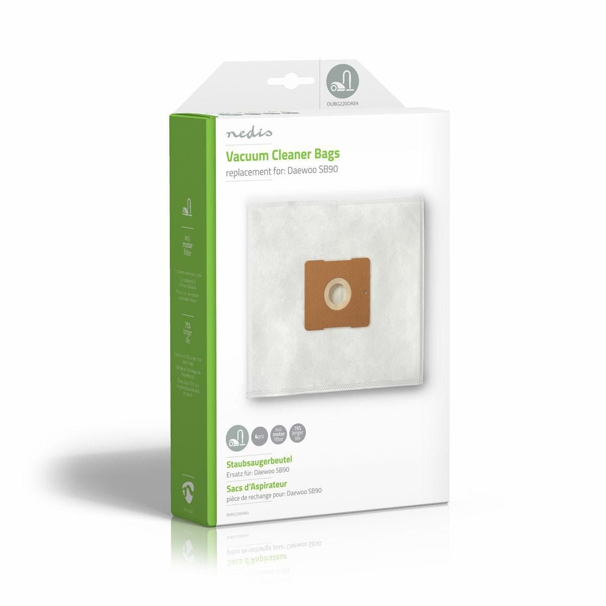 Nedis Vacuum Cleaner Bag | 4 pcs | Synthetic | Most sold for: Daewoo SB90 | White