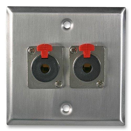 AV Wall Plate with 2 x Jack SpeakOn Socket - Brushed Stainless Steel
