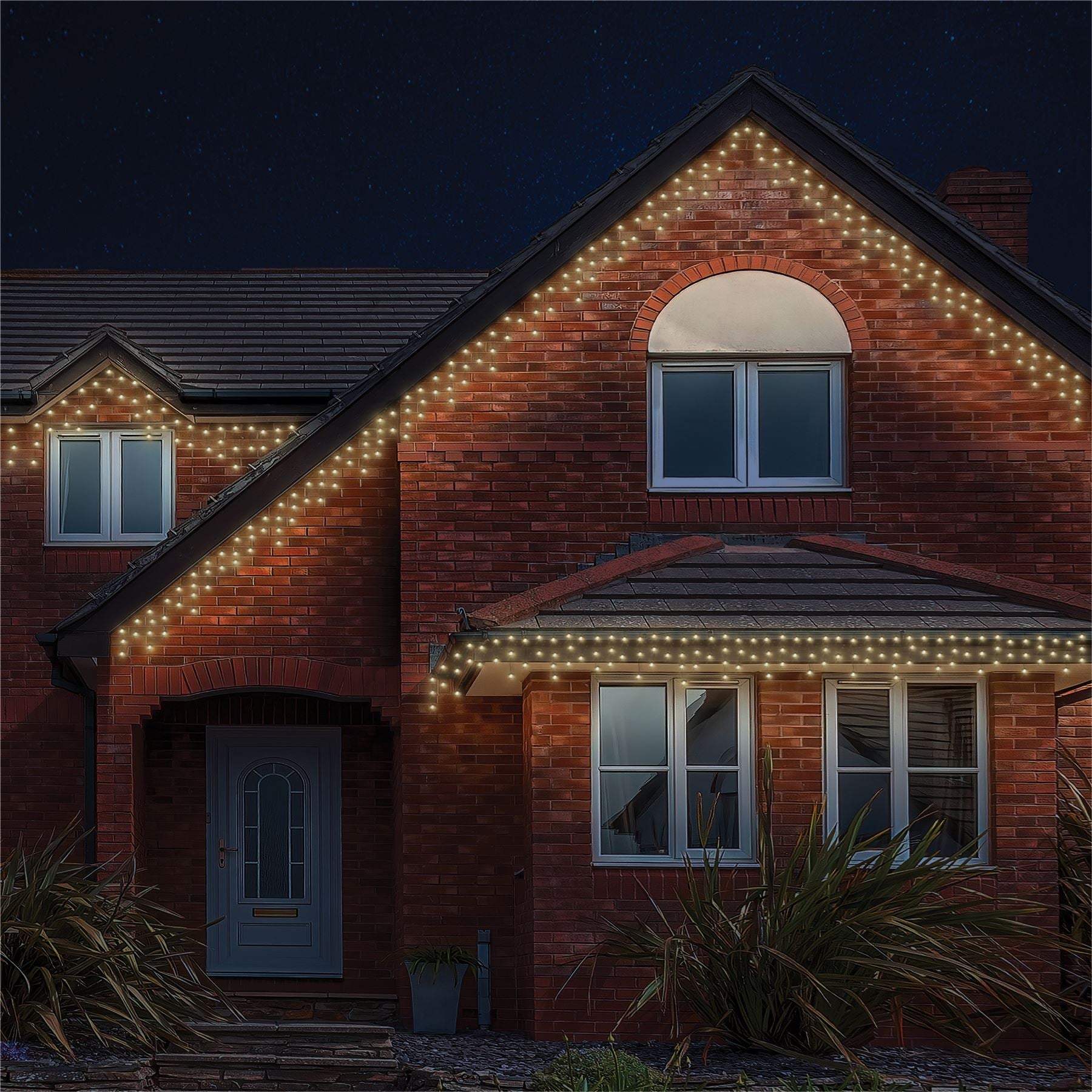 5m Easy-Connect Warm White 40 LED String Lights With Interconnectable Black Rubber Cable