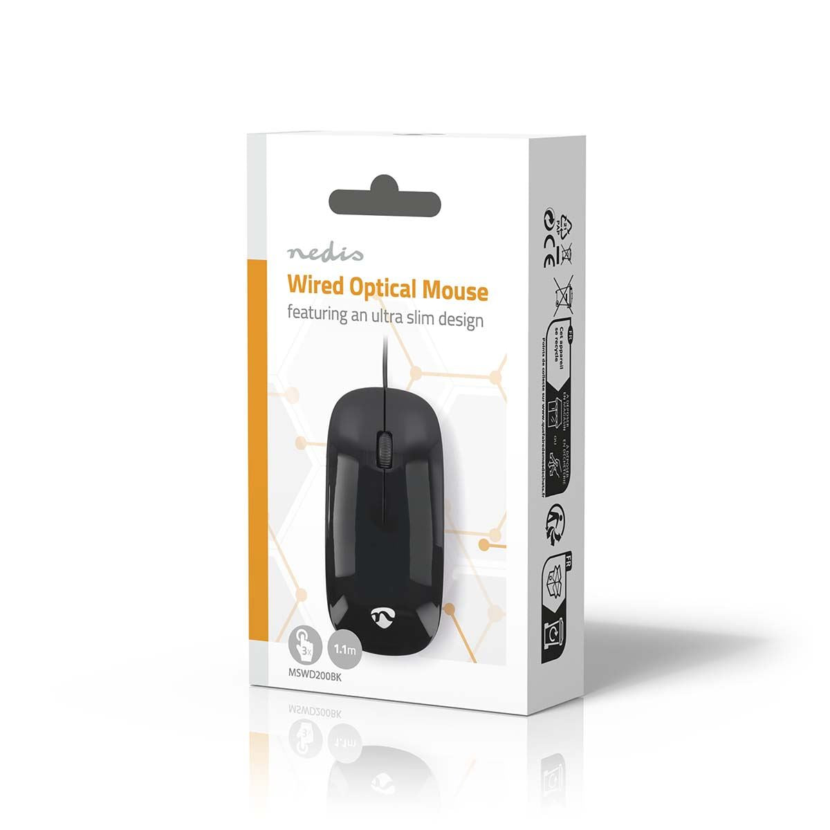 Nedis Mouse | Wired | 1000 dpi | Number of buttons: 3 | Both Handed