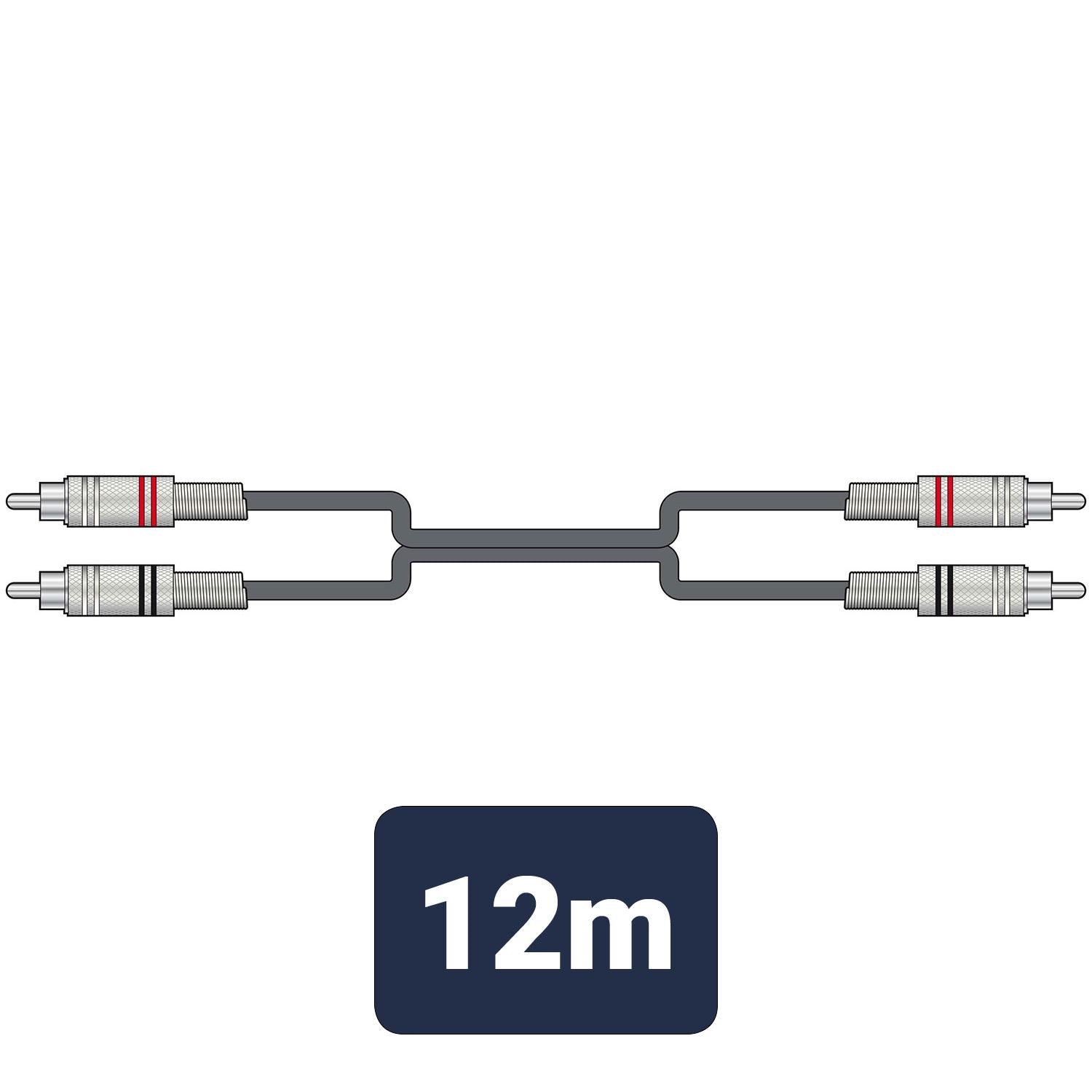 Citronic 12m Classic Audio Leads 2 x RCA Male Plugs - 2 x RCA Male Plugs