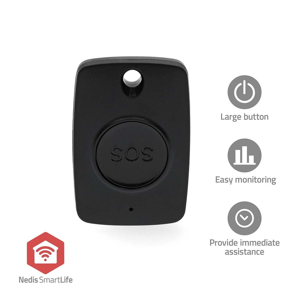 Nedis Smart Zigbee SOS Panic Button, Compact Portable Emergency Alert Device With Lanyard, No Monthly Fees, Compatible With Nedis Smartlife App