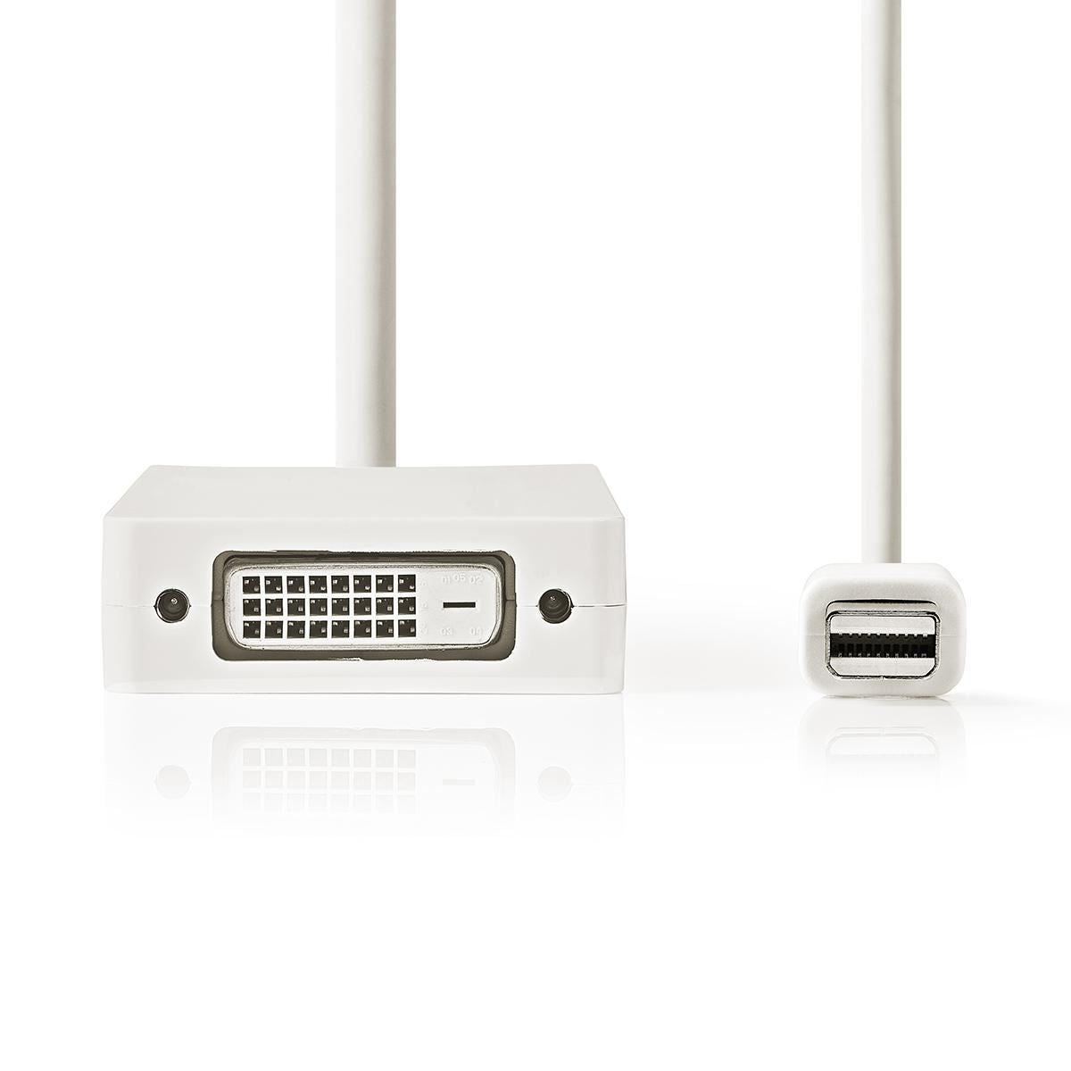 Nedis Mini DisplayPort Cable | DisplayPort 1.2 | Mini DisplayPort Male to DVI-D 24+1-Pin Female / HDMI™ Input / VGA Female | 21.6 Gbps | Nickel Plated | 0.20 m | Round | PVC | White