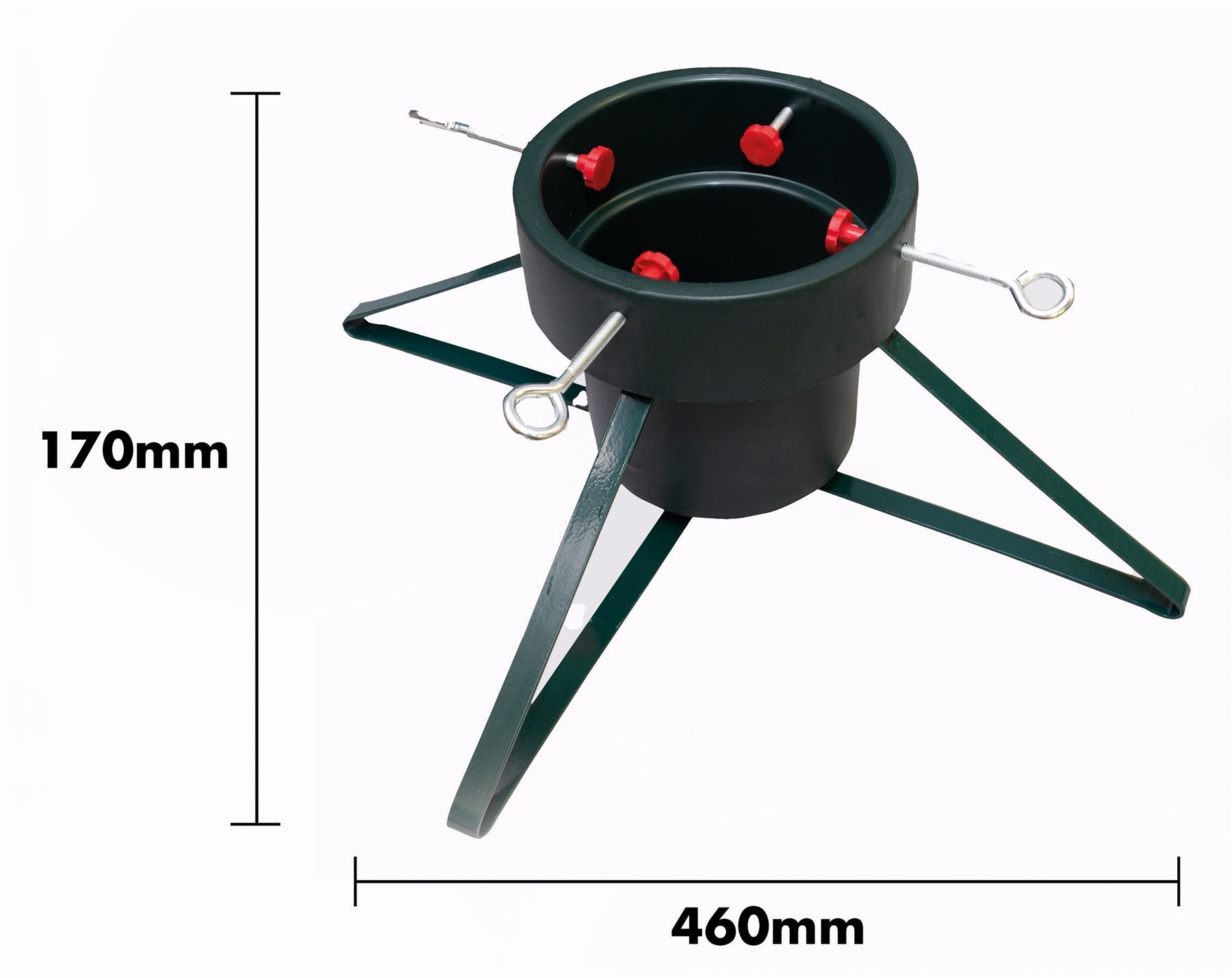 Christmas Tree Stand with 4 Clasps, 4 Metal Legs and Water Tank, for Real Trees up to 2.1m / 7ft
