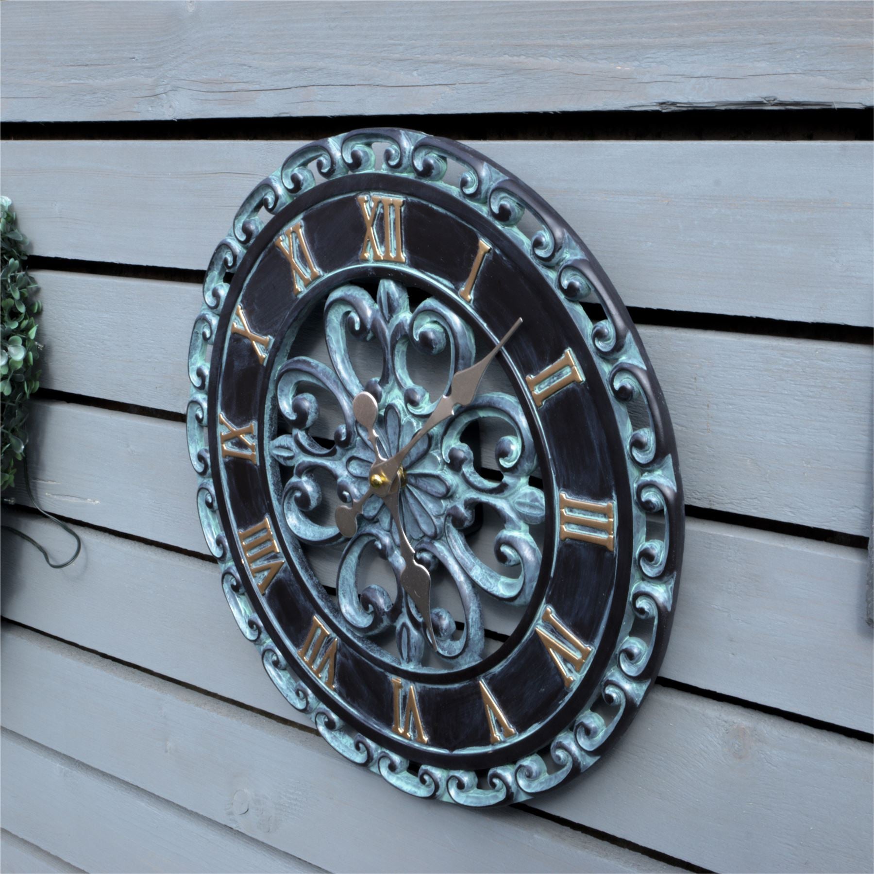 Vintage Open Face Wall Clock 33cm Outdoor Indoor with Roman Numerals