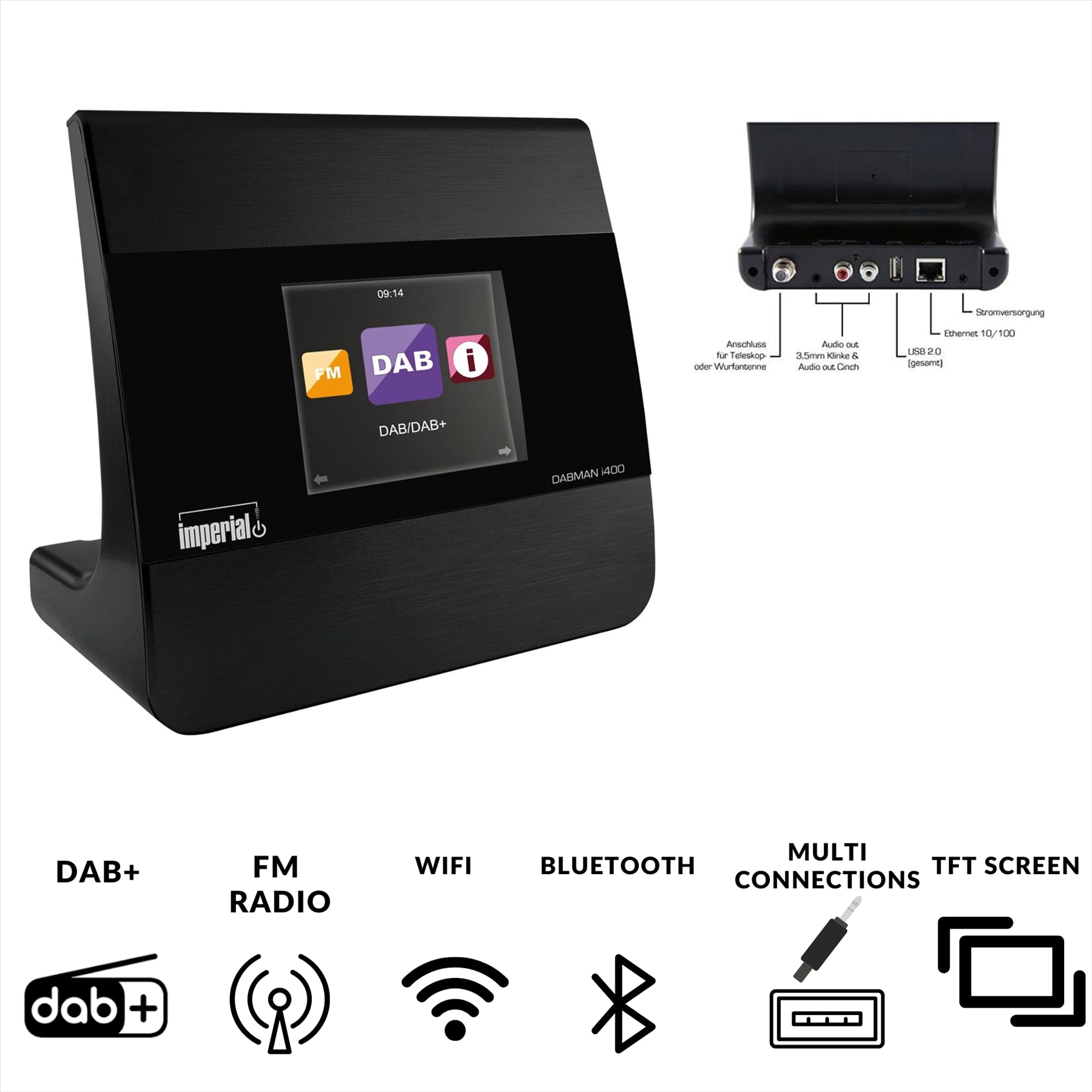 Imperial DABMAN i400 Compact Hybrid Radio DAB+ / FM / Internet / Bluetooth Black