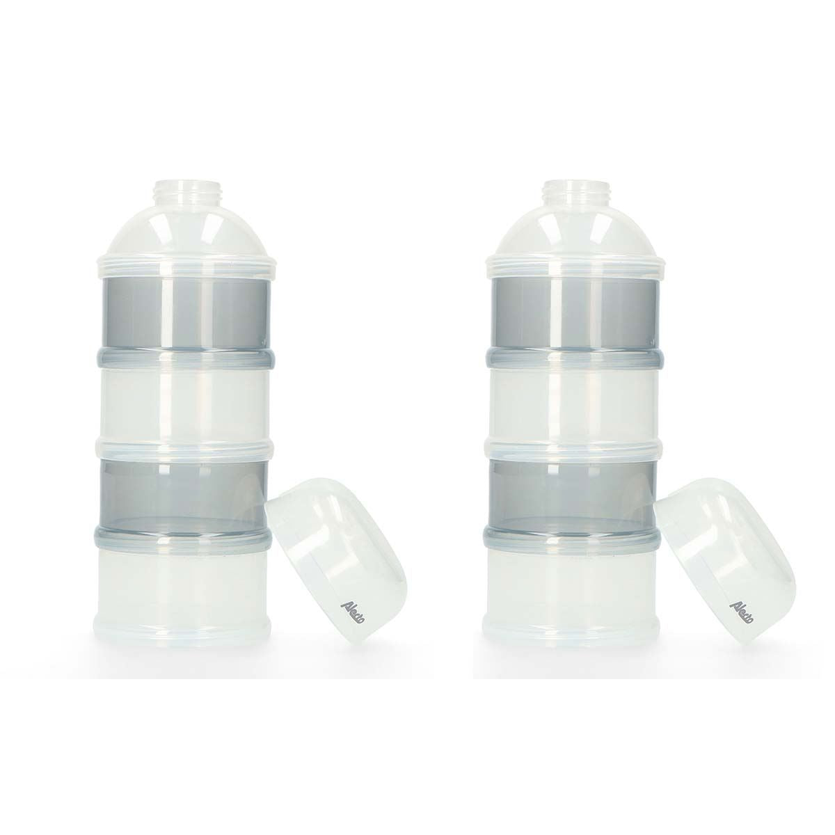 Alecto 2x Portable Infant Baby Powder Milk Dispenser, BPA Free Stackable Boxes, 4 Layers Fomula/Cereal/Food/Fruit/Snack Containers 800ml