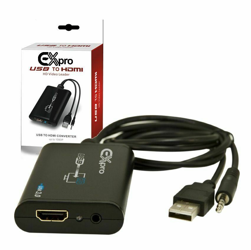 Ex-Pro AV-Pro USB 3.0 to HDMI Cable with Audio. Full HD Support. Supports Dual/Extended desktop. [PC/Mac]
