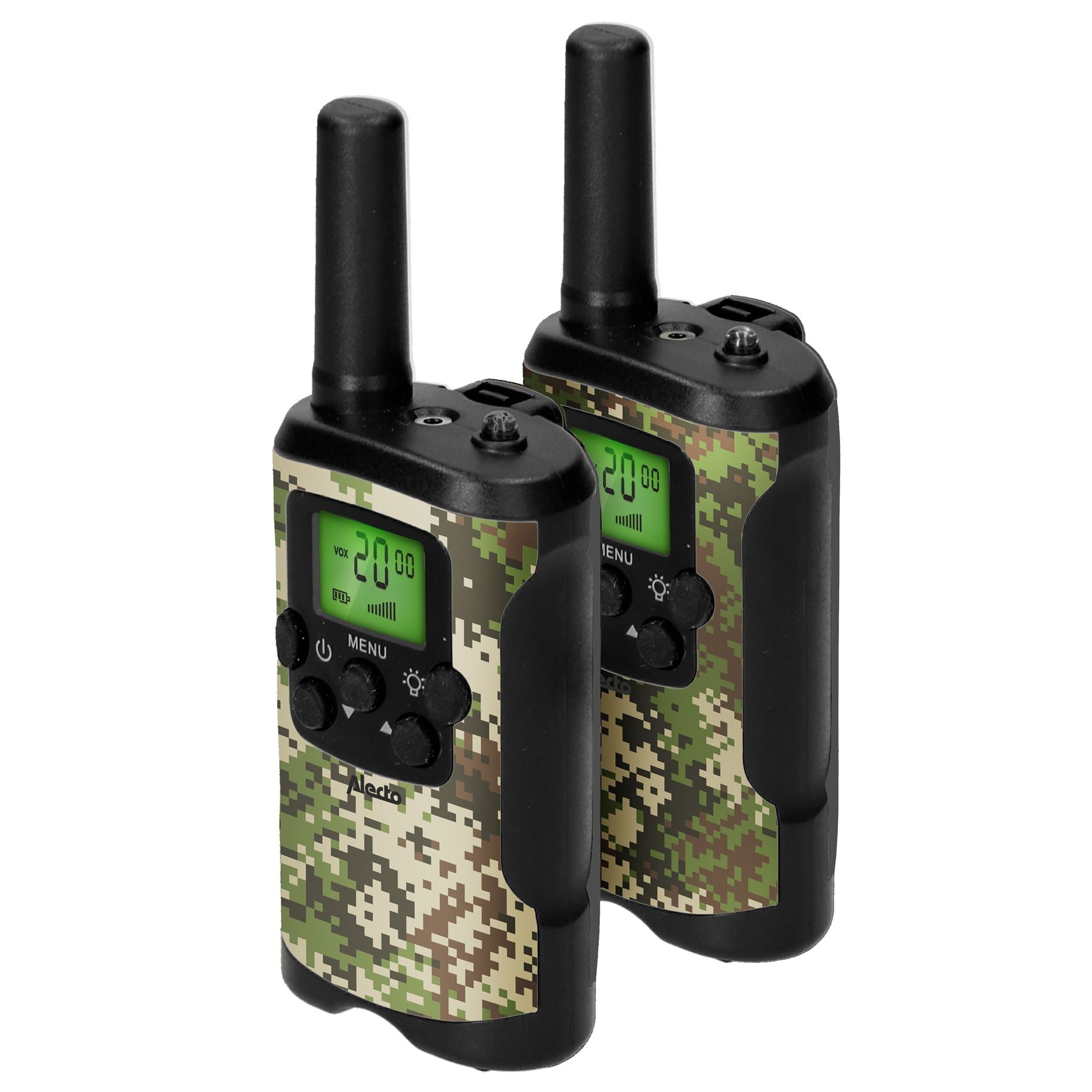 Alecto Walkie-Talkie Set | 2 Handsets | Up to 7 km | LCD | Frequency channels: 8 | VOX | up to 3 Hours | Camouflage