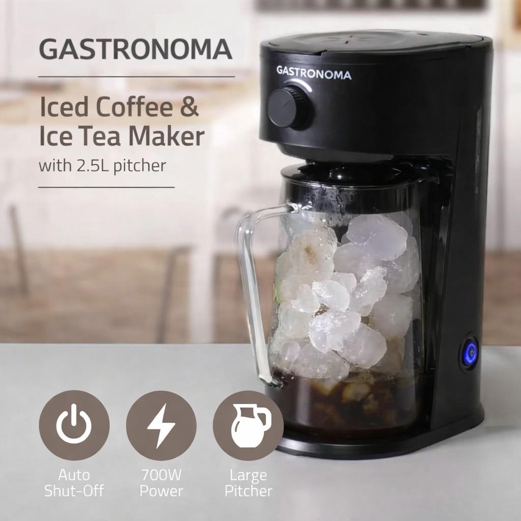 Gastronoma Ice Tea and Iced Coffee Maker - Hot & Cold Brewing with 2.5L Pitcher, 700W Power, Adjustable Strength Dial, Pod-Free Brewing, Dishwasher-Safe, Black