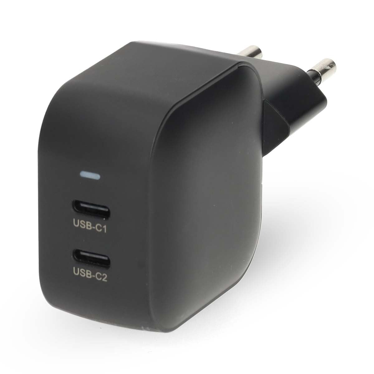 Nedis EU Euro Travel Wall Charger | 45 W | GaN | PD3.0 | Quick charge feature | 2.25 / 3.0 A | Number of outputs: 2 | 2x USB-C™ | Automatic Voltage Selection | Black