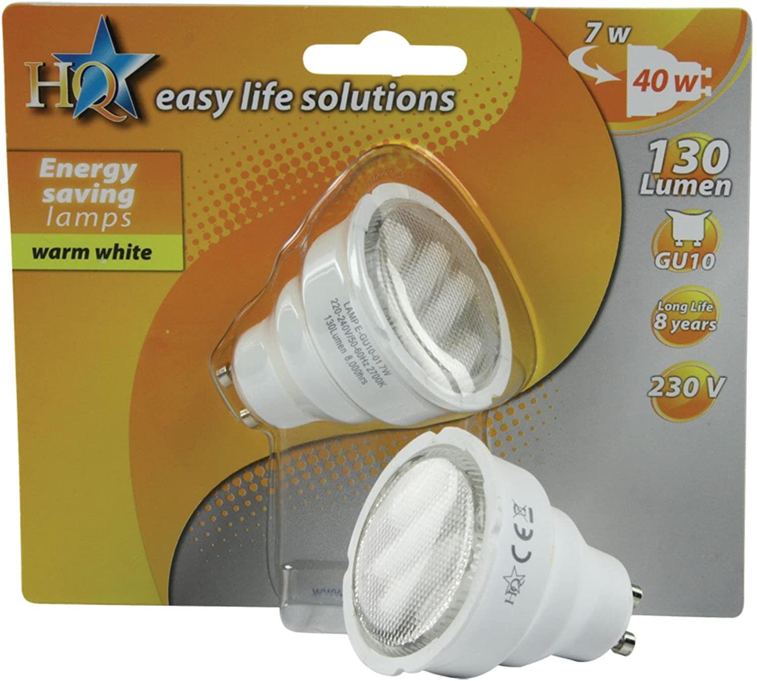 HQ MR 16 GU 10 Fitting 130 lm Energy Saving 7 Watt Equivalent to 40 Watt Light Bulb